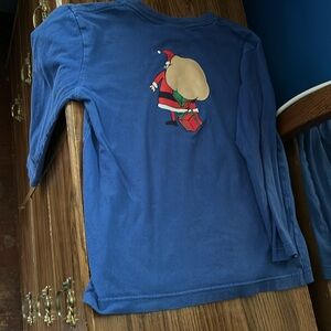 Good Kid Santa Claus Long Sleeves Blue Tee HO HO HO Front & Back Design L 8-10